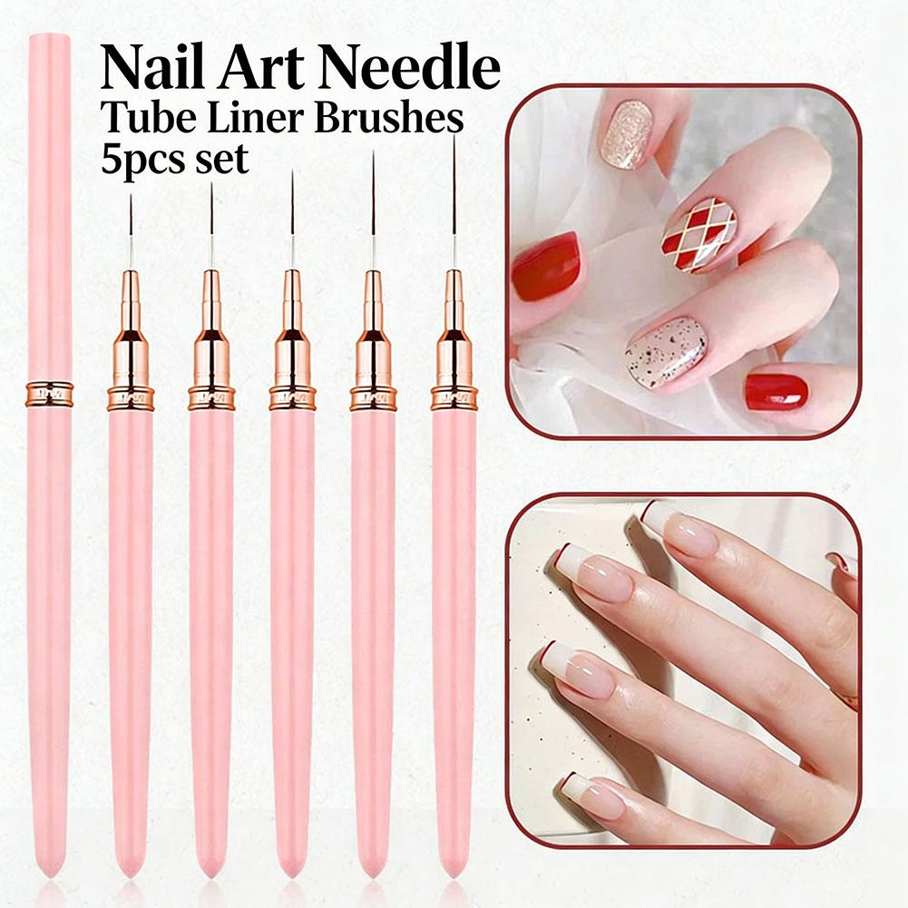 Nail Gel Polish Set - 5本セット ネイルアートライナーブラシセット 9mm 11mm 15mm 25mm