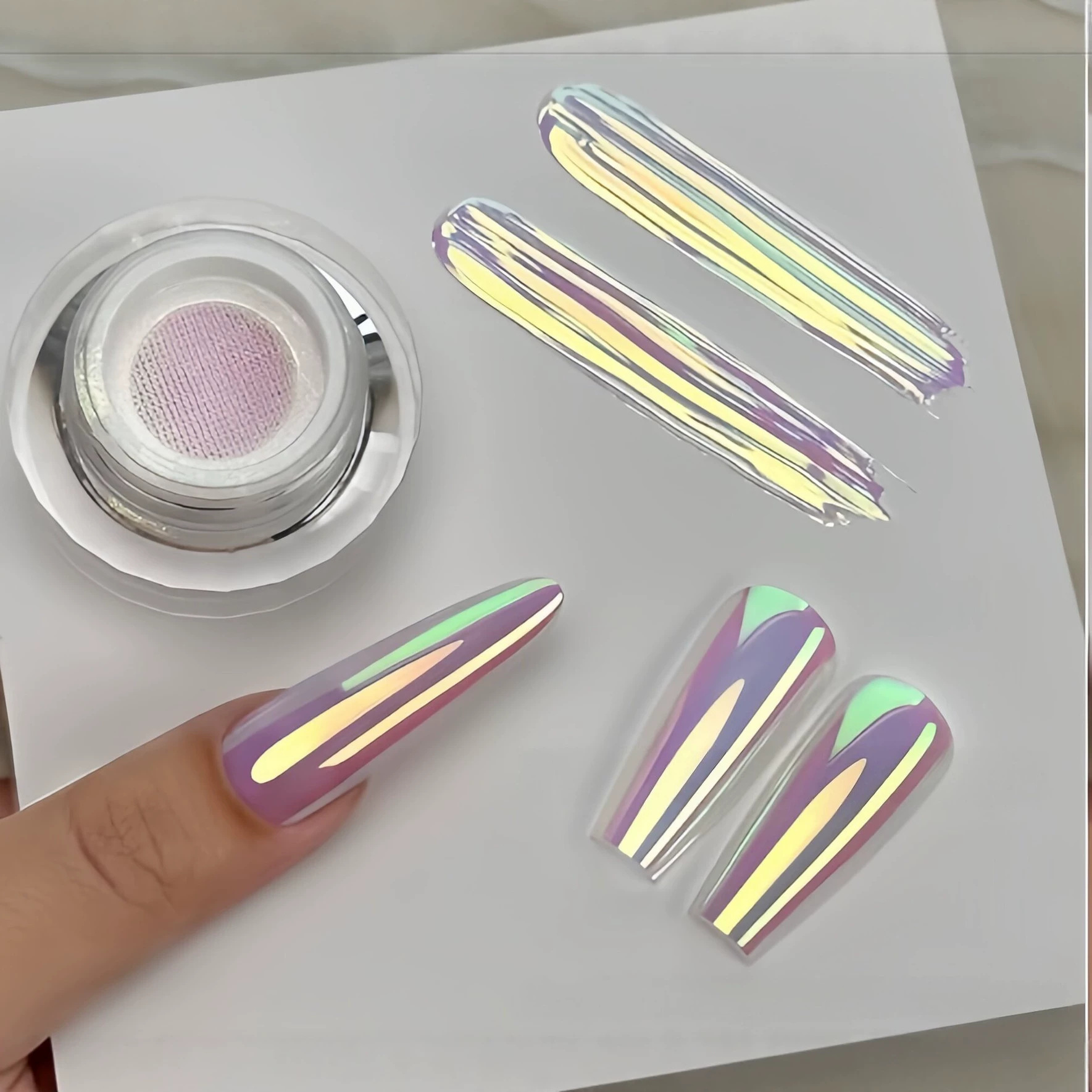 Nail Glitter Chrome - 7カラーズ ユニコーン クローム ネオンパウダー ヒューマンフィッシュパウダー マカロン