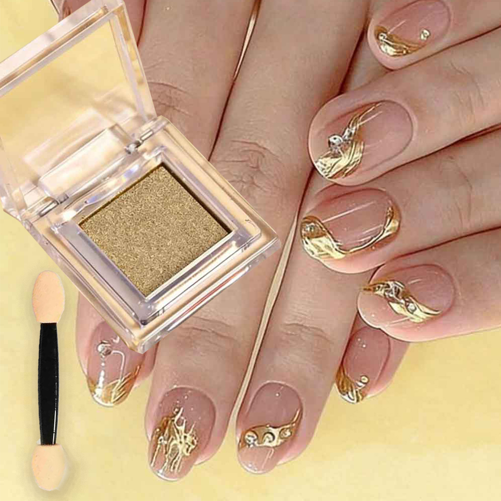Nail Glitter Chrome - ソリッドマジックミラーゴールドクロムパウダーネイルピグメントリップルミラーパウダーメタルミラー効果ネイルアートデコレーションソリッドクロムパウダー