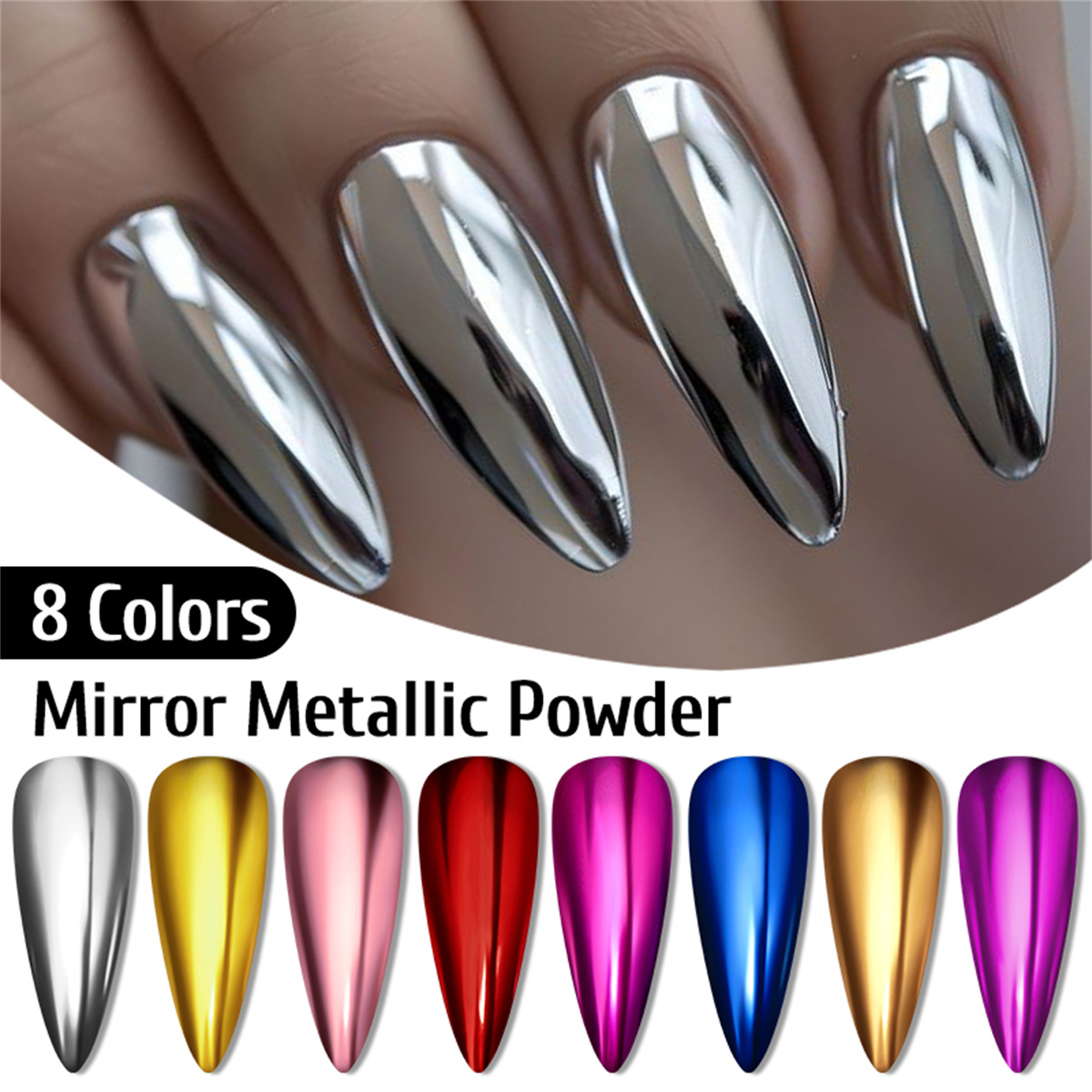 Nail Glitter Chrome - メタリックゴールドシルバーミラーパウダーネイルグリッターローズゴールドシャンパンシルバーUVジェルポリッシュクロームダストマニキュアDIYデコレーション