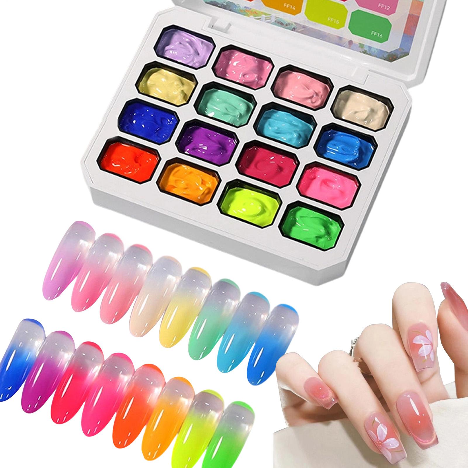 Nail Gel Polish Set - ジェルネイルポリッシュセット 16色 UV/LEDジェル マニキュアキット 初心者向け プロサロン
