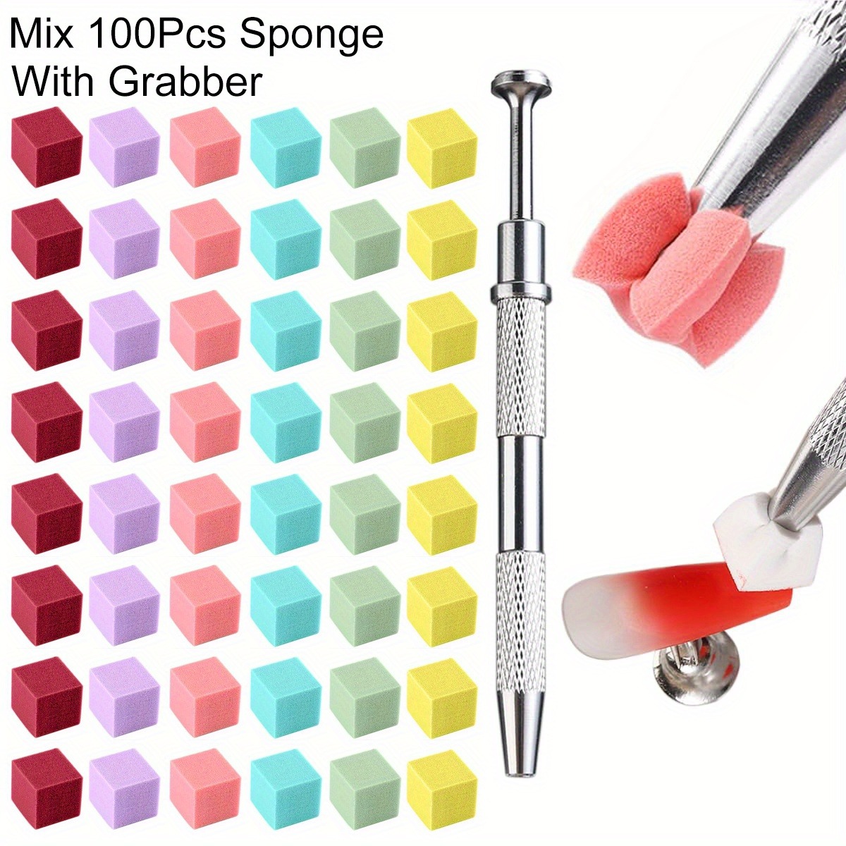 Nail Gel Polish Set - 1/50/100 個正方形ネイルアートスポンジセットグラデーションネイルブラシジェルポリッシュデザインネイルスポンジグラブペンマニキュア装飾アクセサー