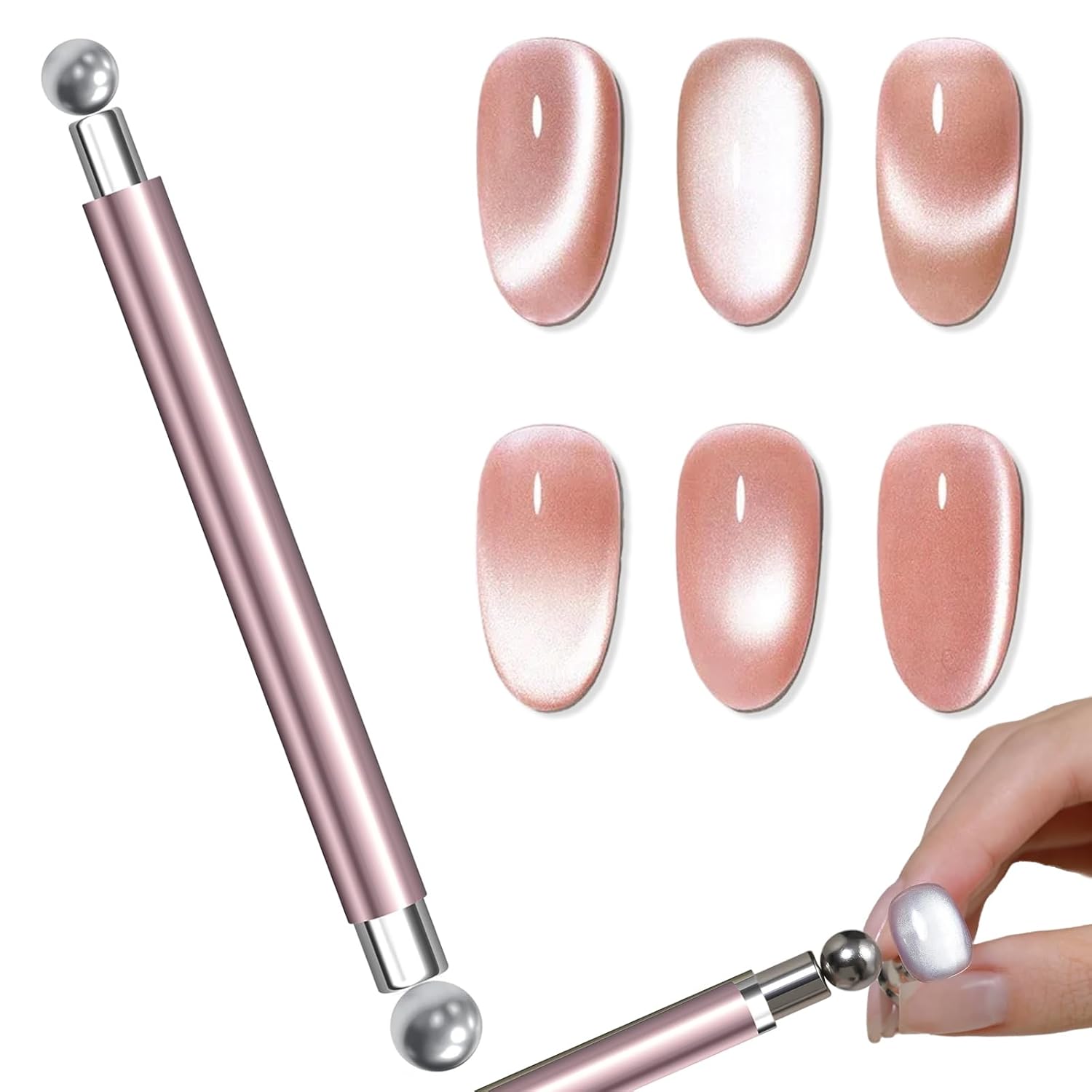 Nail Gel Polish Set - キャットアイ磁気ボールとネイル磁気スティックツールセット、両頭強力マグネットペン、3Dキャットアイジェルポリッシュネイル用品