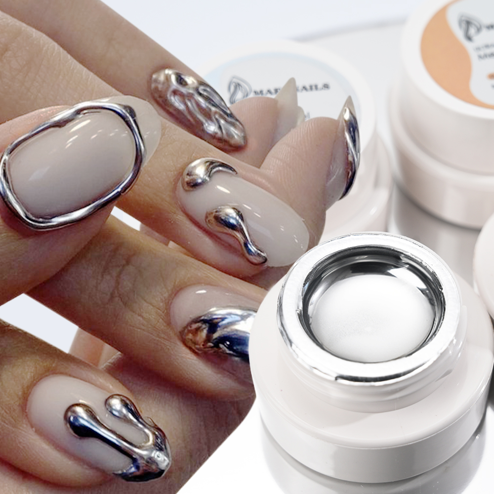Nail Glitter Chrome - 5ml シルバーゴールドメタリックジェルネイルポリッシュ クローム3Dメタルペイントネイルジェルポリッシュ グロッシーリキッドミラーエフェクト マニキュアヴァーニッシュ