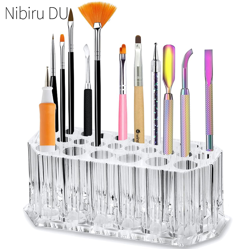 Nail Art Rame - 26 穴アクリルネイルブラシオーガナイザーネイルアートキット収納ツールメイクアップ化粧品ペンディスプレイケースホルダーホルダー表示棚