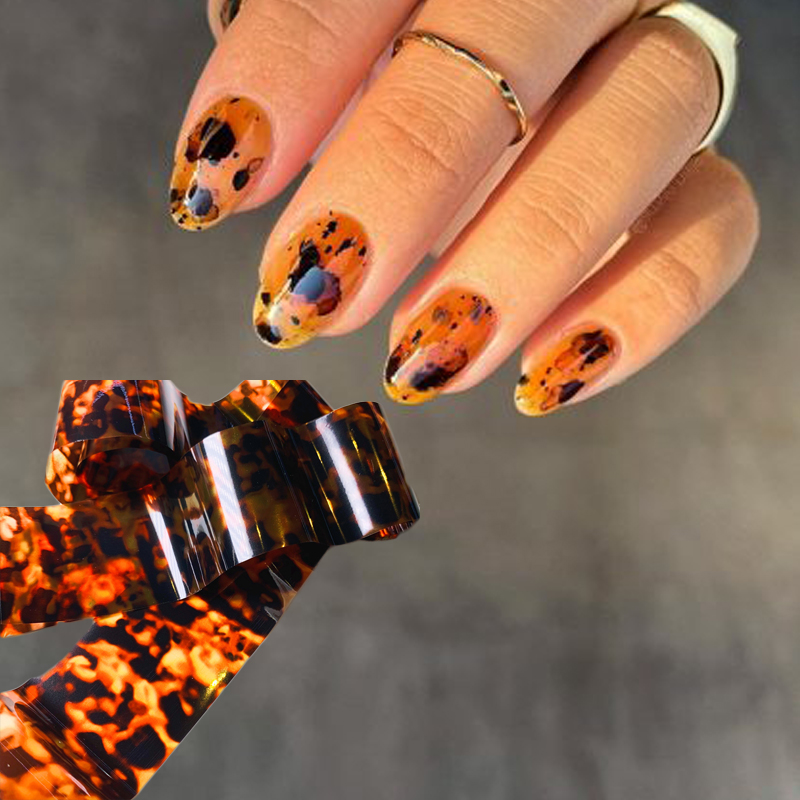 Nail Art Zebra - 1ロール100センチメートル * 4センチメートル亀シェルアンバーデザイン半透明転写箔フィルムラップ星空紙ネイルアートマニキュアdiy装飾