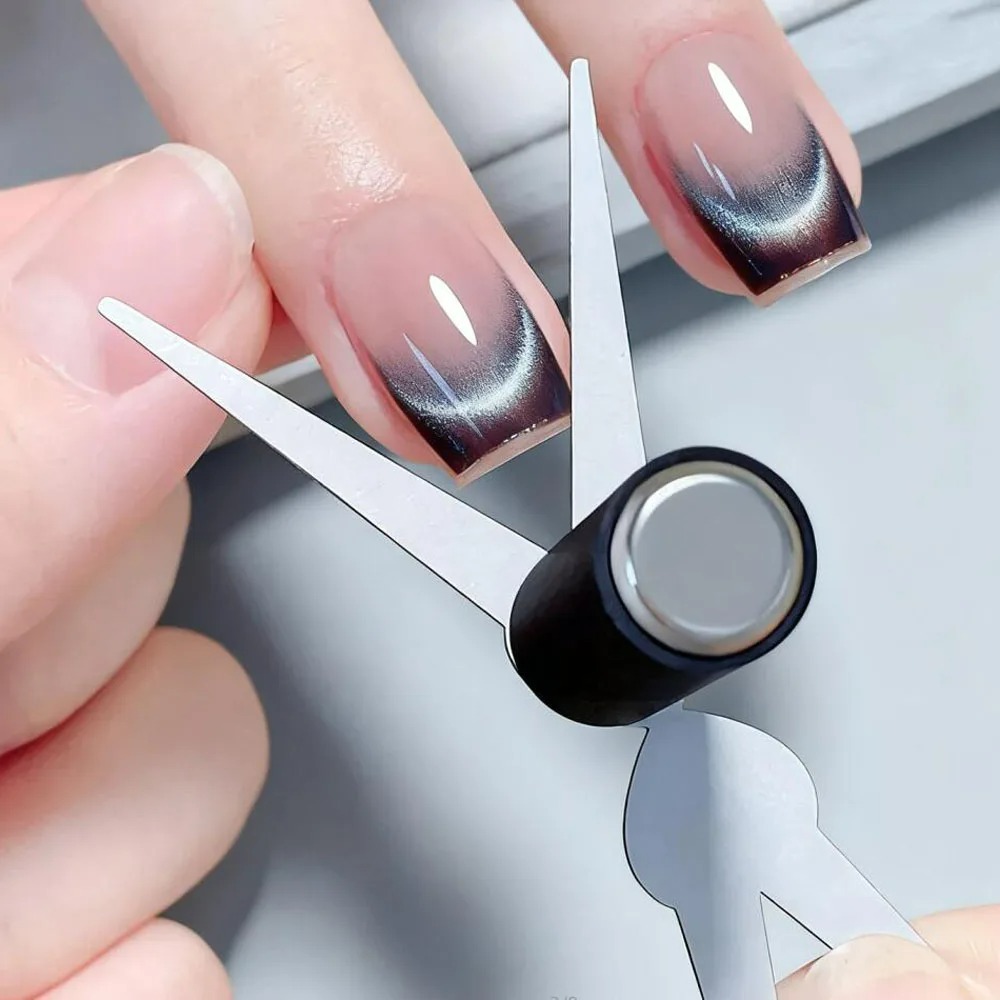 Nail Gel Polish Set - 1/2個入り ダブルヘッド フレンチネイルアートマグネットセット 強力キャッツアイ磁気ロッド フレンチV字効果 ジェルポリッシュ