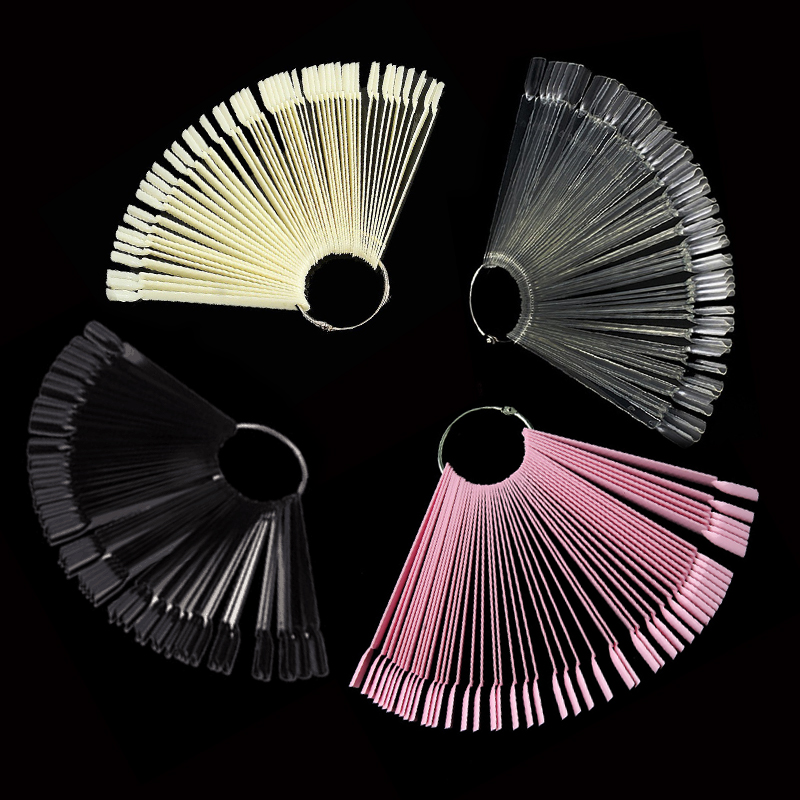 Nail Art Rame - 4 色 50 個偽ネイルのヒント偽ネイルアートポリッシュカラーカードアクリル練習チャートパレットバックルリング練習表示ツール