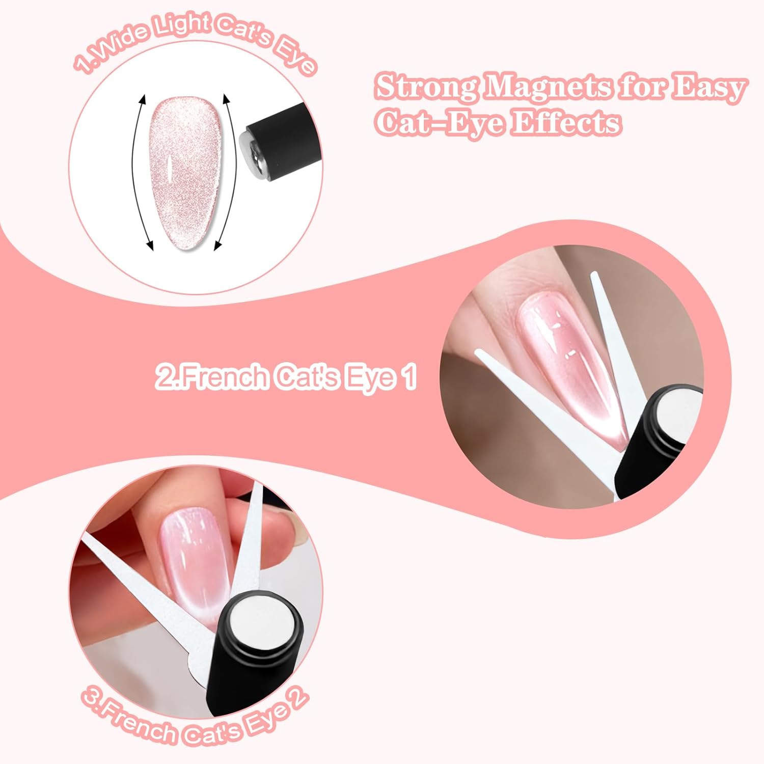 3Dキャットアイマグネット両頭ネイルマグネットフレンチシェイ - Nail Gel Polish Set のレビューと価格