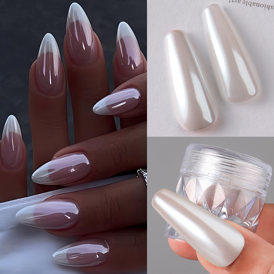 ホワイトクロームパールネイルパウダー1箱、オーロラミラーネイ - Nail Glitter Chrome のレビューと価格