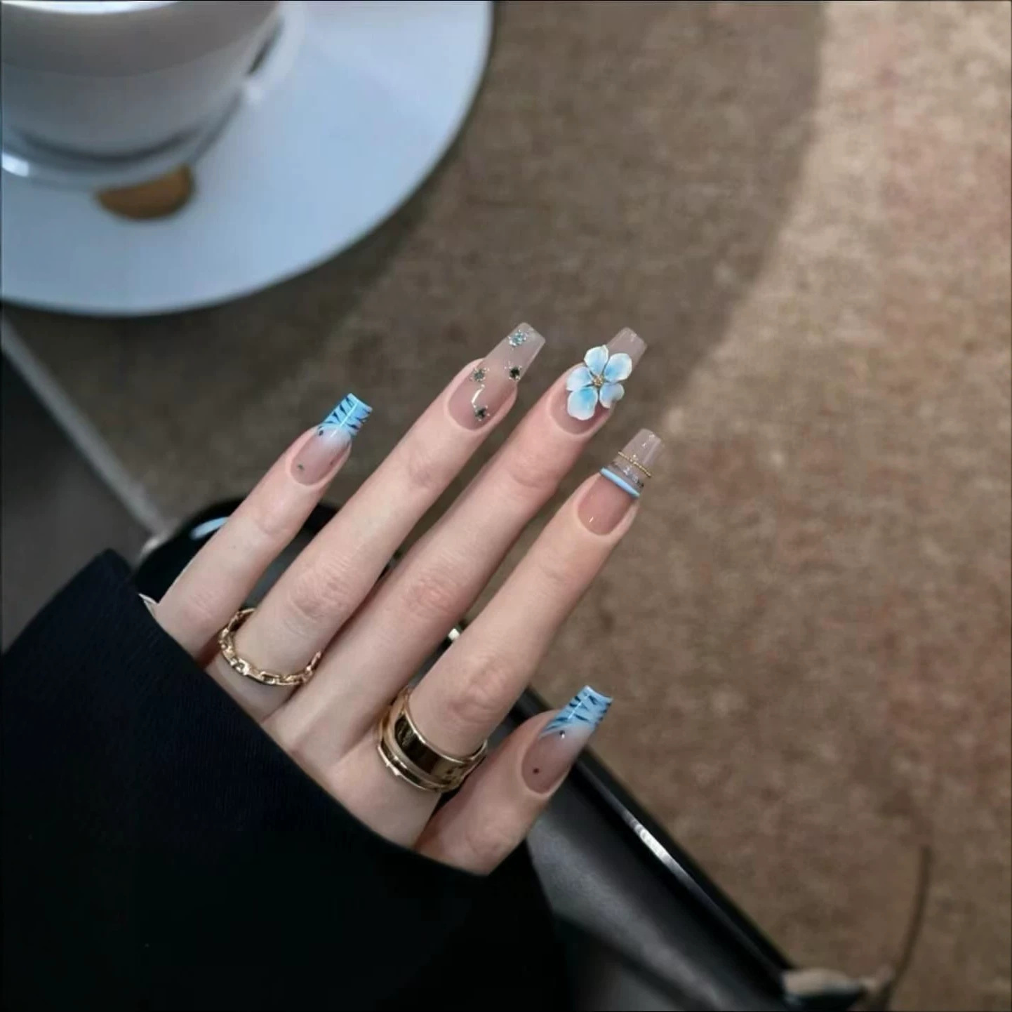 10個入り ハンドメイド ミドルプレスオンネイル ブルーゼブ - Nail Art Zebra のレビューと価格