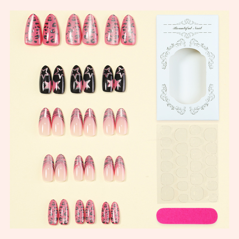 24枚入り Y2K ピンク ゼブラ レオパード柄 つけ爪 ス - Nail Art Zebra のレビューと価格