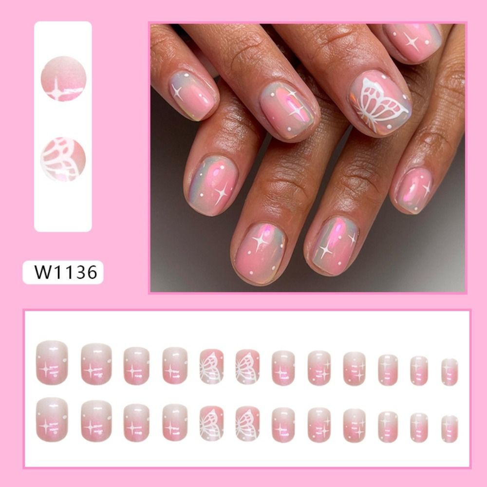 新しいショートラウンド付け爪ゼブラストライプ付け爪取り外し可 - Nail Art Zebra のレビューと価格