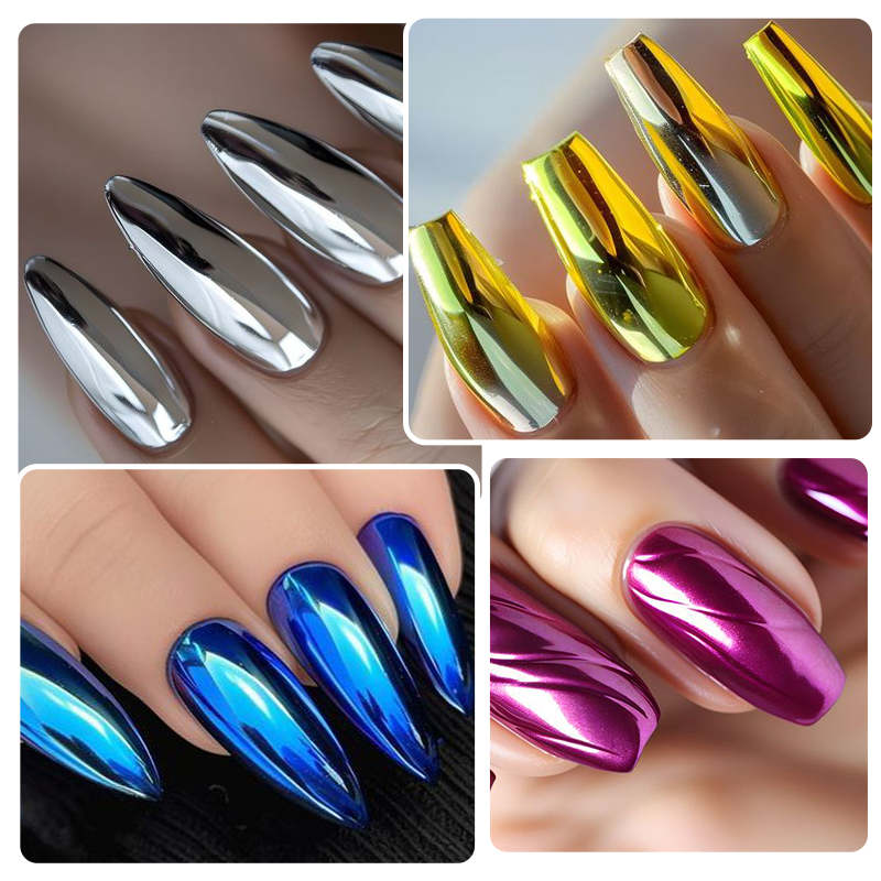 メタリックゴールドシルバーミラーパウダーネイルグリッターロー - Nail Glitter Chrome のレビューと価格
