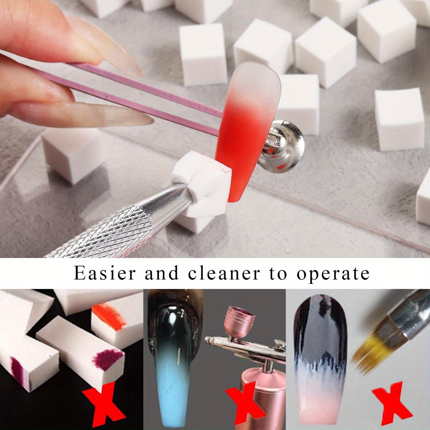 1/50/100 個正方形ネイルアートスポンジセットグラデー - Nail Gel Polish Set のレビューと価格