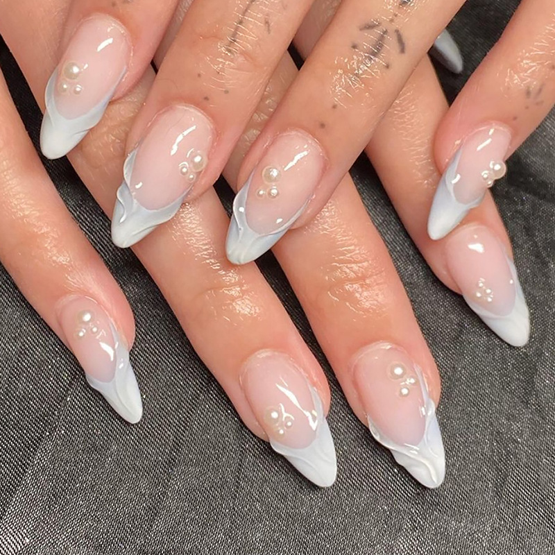 24枚入り シンプル グリーン フレンチ フェイクネイル 既 - Nail Art Aesthetic のレビューと価格