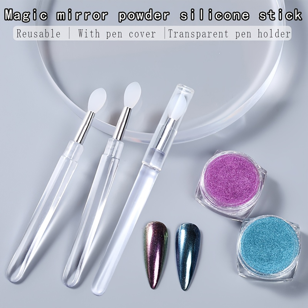 再利用可能なクロームグリッター塗布用マニキュアツール、新しい - Nail Glitter Chrome のレビューと価格