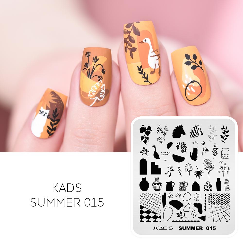Kads-花の形をした夏のネイルプレート,シート付きの金属板 - Nail Art Zebra のレビューと価格