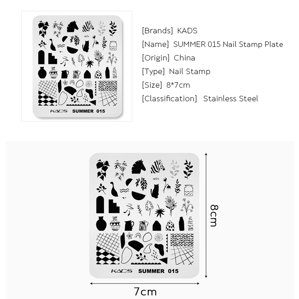 Kads-花の形をした夏のネイルプレート,シート付きの金属板 - Nail Art Zebra のレビューと価格