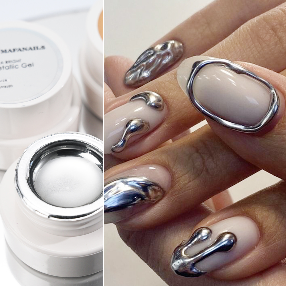 5ml シルバーゴールドメタリックジェルネイルポリッシュ ク - Nail Glitter Chrome のレビューと価格