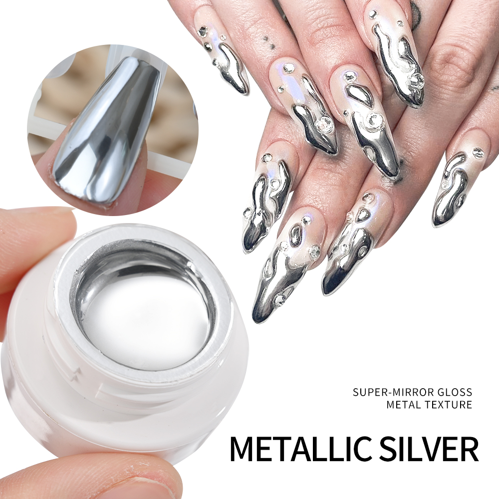 5ml シルバーゴールドメタリックジェルネイルポリッシュ ク - Nail Glitter Chrome のレビューと価格