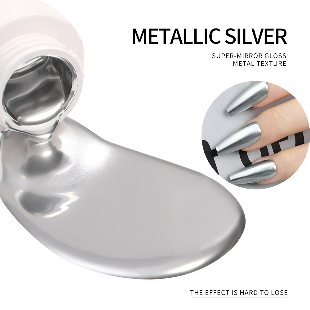 5ml シルバーゴールドメタリックジェルネイルポリッシュ ク - Nail Glitter Chrome のレビューと価格