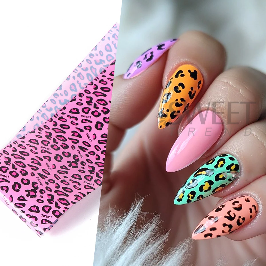 10枚 カラフルなヒョウ柄ネイル転写ホイル タイガースキン  - Nail Art Zebra のレビューと価格