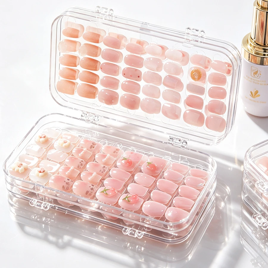 クリア折りたたみ式プレスオンネイル収納ボックス、防塵ネイルチ - Nail Art Rame のレビューと価格