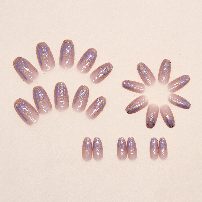 女性・女の子向けの短いつけ爪、ヌードパープルカラー、キラキラ - Nail Art Gliter のレビューと価格